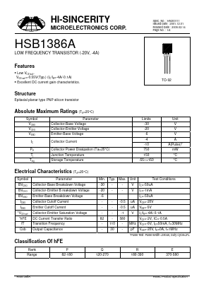 HSB1386A Datasheet PDF Hi-Sincerity Microelectronics