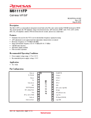 M61111FP Datasheet PDF Hitachi -> Renesas Electronics