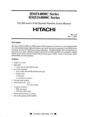 HM51S4800CLJ-7 Datasheet PDF Hitachi -> Renesas Electronics