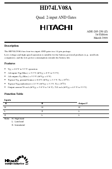 HD74LV08A Datasheet PDF Hitachi -> Renesas Electronics