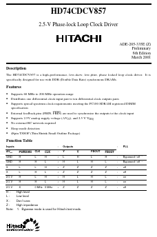 HD74CDCV857 Datasheet PDF Hitachi -> Renesas Electronics