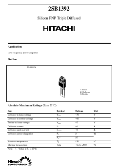 2SB1392 Datasheet PDF Hitachi -> Renesas Electronics