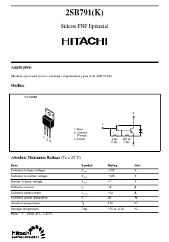 2SB791K Datasheet PDF Hitachi -> Renesas Electronics