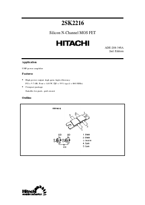 2SK2216 Datasheet PDF Hitachi -> Renesas Electronics