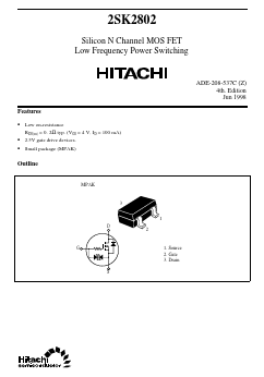 2SK2802 Datasheet PDF Hitachi -> Renesas Electronics