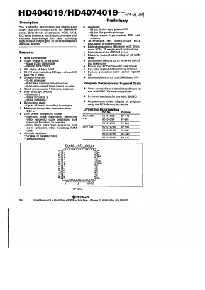 HD4074019H Datasheet PDF Hitachi -> Renesas Electronics