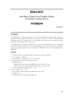 HD61203UFS Datasheet PDF Hitachi -> Renesas Electronics
