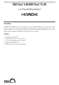 HD74AC138 Datasheet PDF Hitachi -> Renesas Electronics