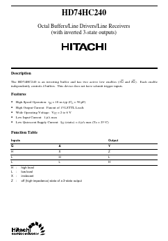 HD74HC240 Datasheet PDF Hitachi -> Renesas Electronics