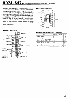 HD74LS47P Datasheet PDF Hitachi -> Renesas Electronics