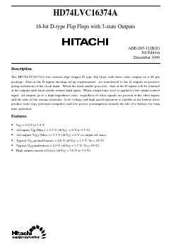 HD74LVC16374A Datasheet PDF Hitachi -> Renesas Electronics
