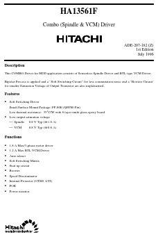 HA13561 Datasheet PDF Hitachi -> Renesas Electronics