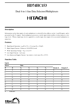 HD74HC153 Datasheet PDF Hitachi -> Renesas Electronics