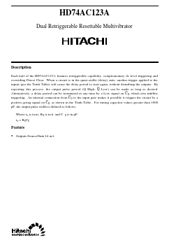 HD74AC123A Datasheet PDF Hitachi -> Renesas Electronics