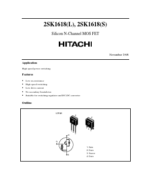 2SK1618S Datasheet PDF Hitachi -> Renesas Electronics