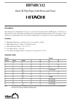 HD74HC112 Datasheet PDF Hitachi -> Renesas Electronics