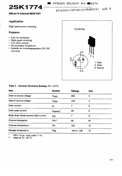 2SK1774 Datasheet PDF Hitachi -> Renesas Electronics