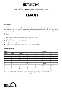 HD74HC109 Datasheet PDF Hitachi -> Renesas Electronics