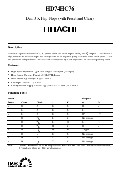 HD74HC76 Datasheet PDF Hitachi -> Renesas Electronics