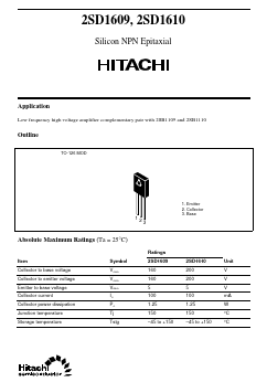 2SD1610 Datasheet PDF Hitachi -> Renesas Electronics