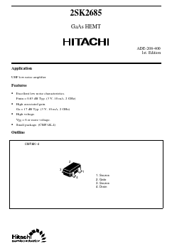 2SK2685 Datasheet PDF Hitachi -> Renesas Electronics