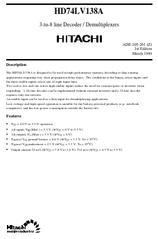 HD74LV138A Datasheet PDF Hitachi -> Renesas Electronics