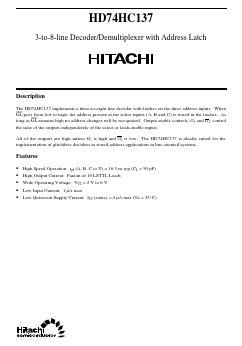 HD74HC137 Datasheet PDF Hitachi -> Renesas Electronics