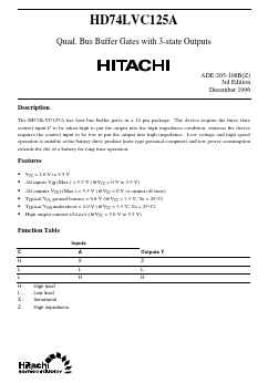 HD74LVC125A Datasheet PDF Hitachi -> Renesas Electronics