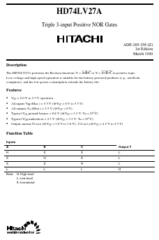 HD74LV27A Datasheet PDF Hitachi -> Renesas Electronics