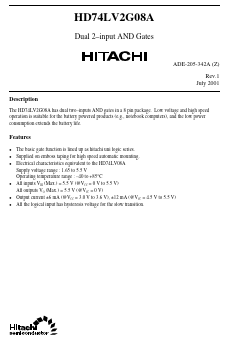 HD74LV2G08A Datasheet PDF Hitachi -> Renesas Electronics
