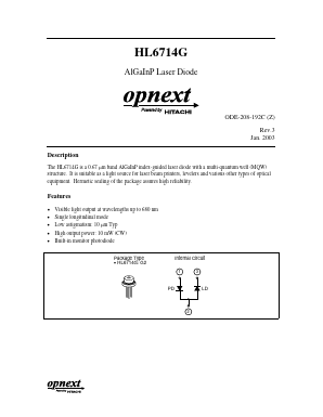 HL6714G Datasheet PDF Hitachi -> Renesas Electronics