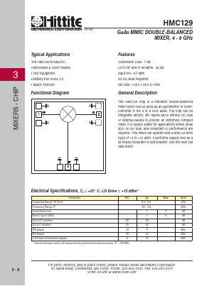 HMC129 Datasheet PDF Hittite Microwave