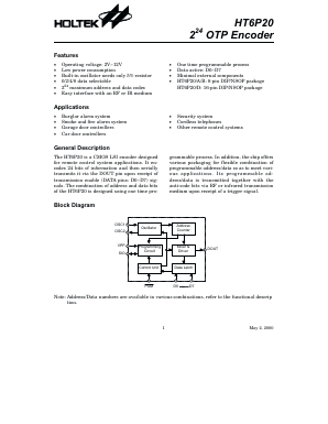 HT6P20 Datasheet PDF Holtek Semiconductor