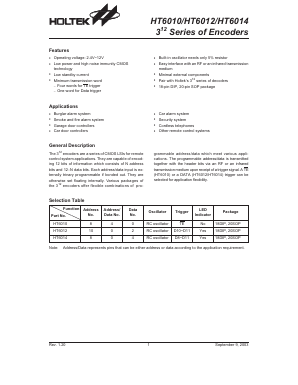 HT6014-20 Datasheet PDF Holtek Semiconductor