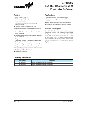 HT16525-001 Datasheet PDF Holtek Semiconductor