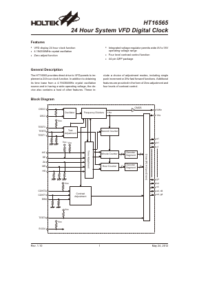HT16565B Datasheet PDF Holtek Semiconductor
