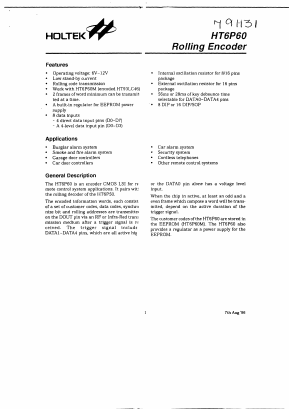 HT6P60 Datasheet PDF Holtek Semiconductor