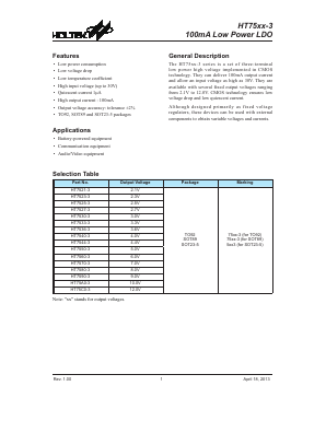 HT7580-3 Datasheet PDF Holtek Semiconductor