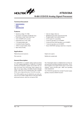 HT82V26A Datasheet PDF Holtek Semiconductor