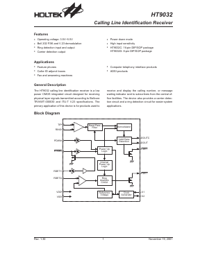 HT9032D Datasheet PDF Holtek Semiconductor