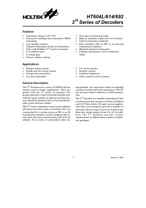 HT614 Datasheet PDF Holtek Semiconductor