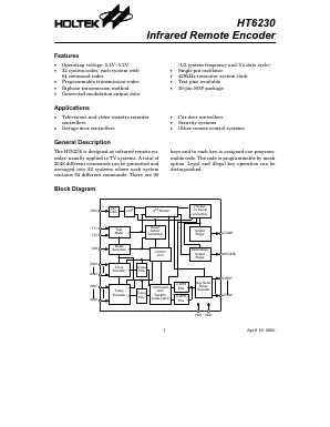 HT6230 Datasheet PDF Holtek Semiconductor