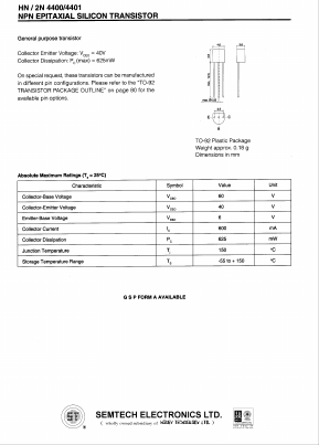 HN/2N4401 Datasheet PDF Honey Technology