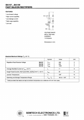 BA157 Datasheet PDF Honey Technology
