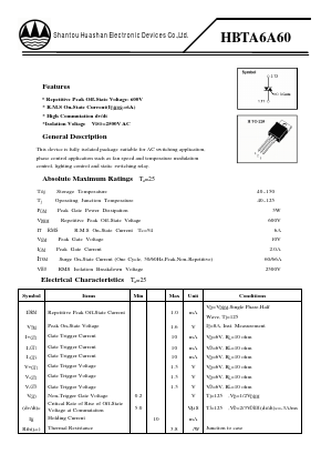 HBTA6A60 Datasheet PDF Shantou Huashan Electronic Devices