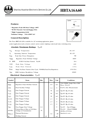 HBTA16A60 Datasheet PDF Shantou Huashan Electronic Devices