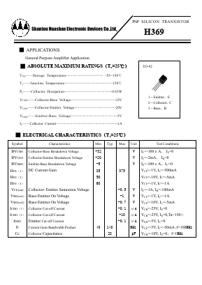 H369 Datasheet PDF Shantou Huashan Electronic Devices