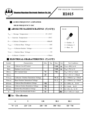 H1015 Datasheet PDF Shantou Huashan Electronic Devices