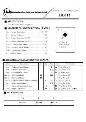 HD313 Datasheet PDF Shantou Huashan Electronic Devices