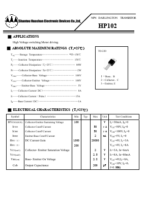 HP102 Datasheet PDF Shantou Huashan Electronic Devices